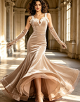 Stretchable Velvet Ballroom Gown Performance/Party Standard/Smooth