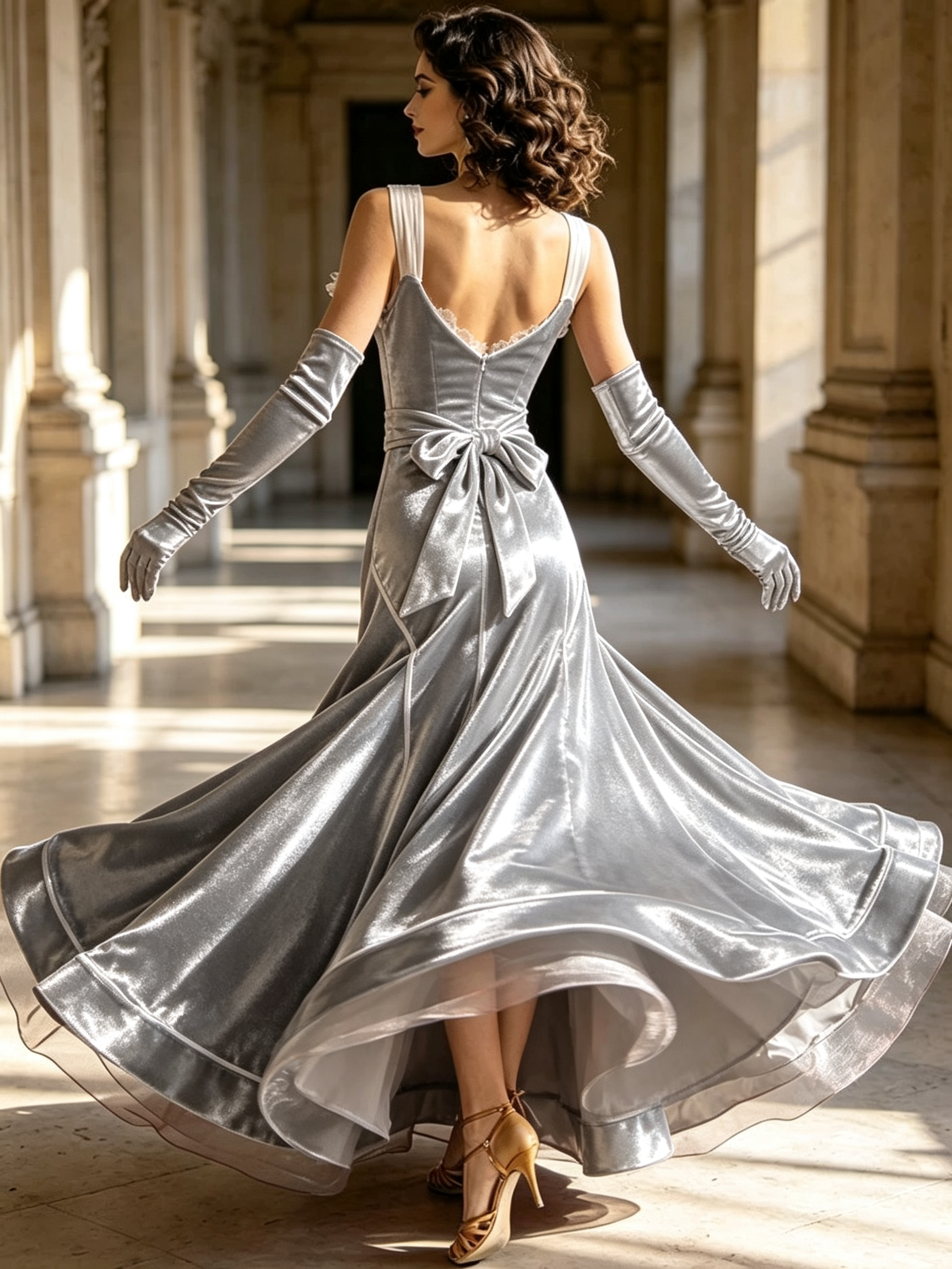 Stretchable Velvet Ballroom Gown Performance/Party Standard/Smooth