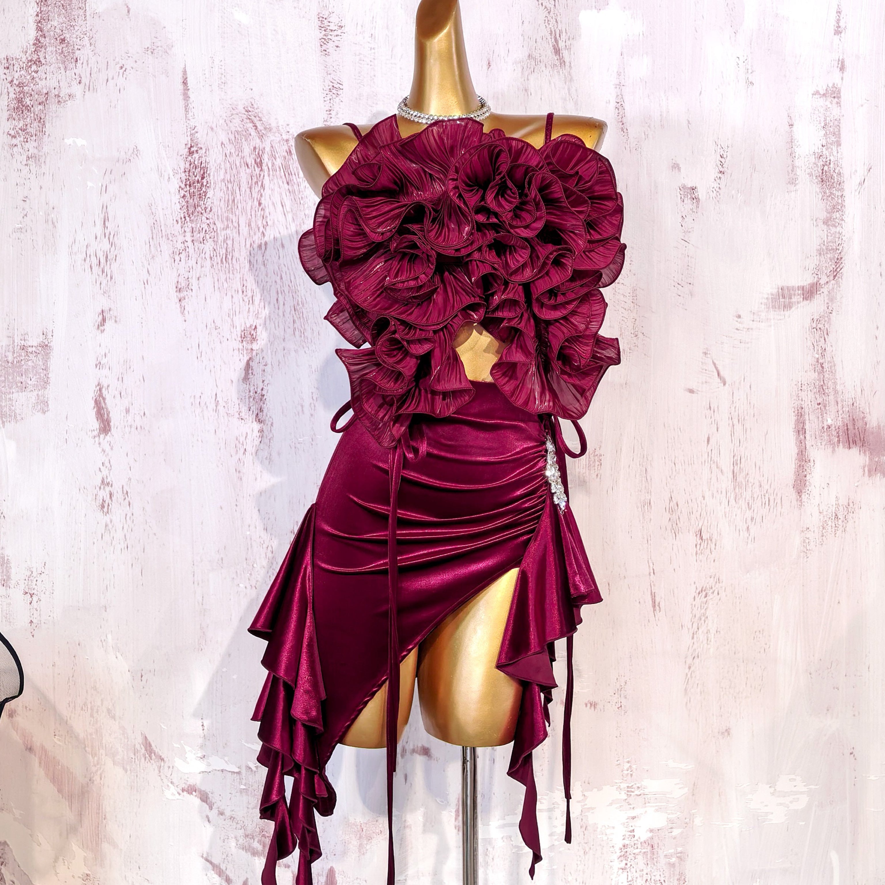 Detachable 3D Floral Performance Latin/Rhythm 