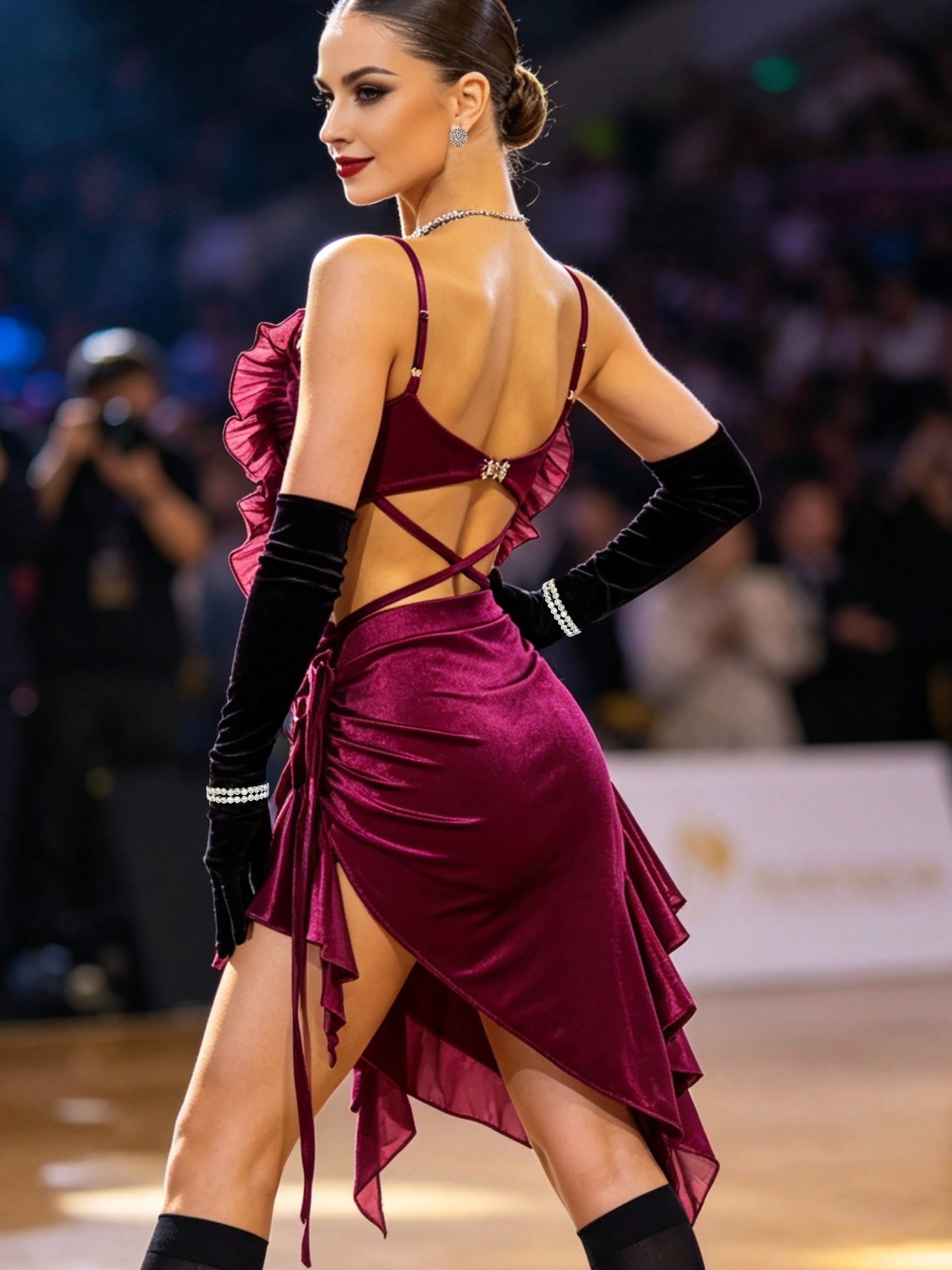 Detachable 3D Floral Performance Latin/Rhythm 