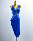 Crystal Belt Beaded asymmetric Long Latin Dress Latin/Rhythm 