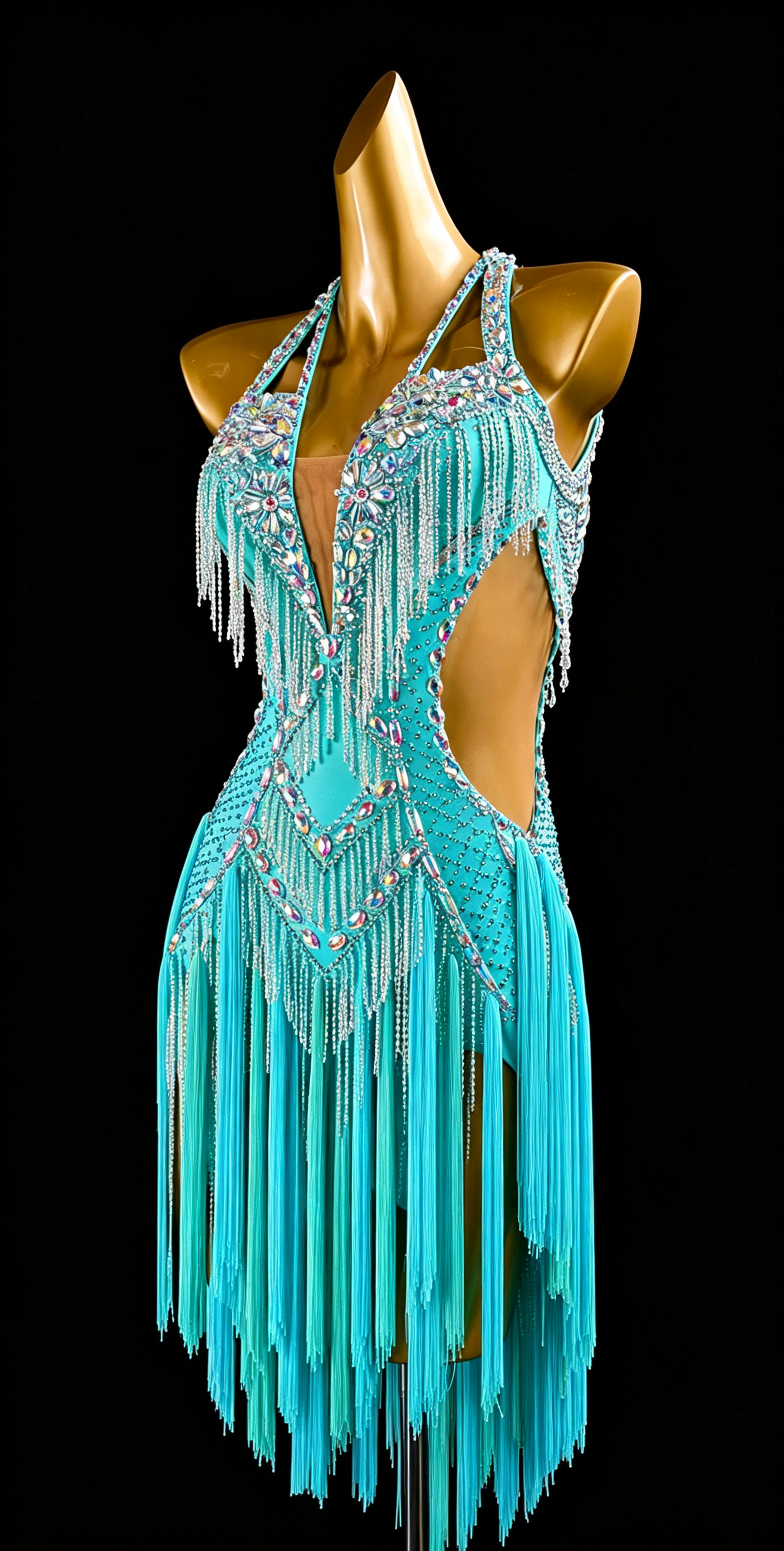 Crystalline Beaded&Fringe Latin Dress  Latin/Rhythm 