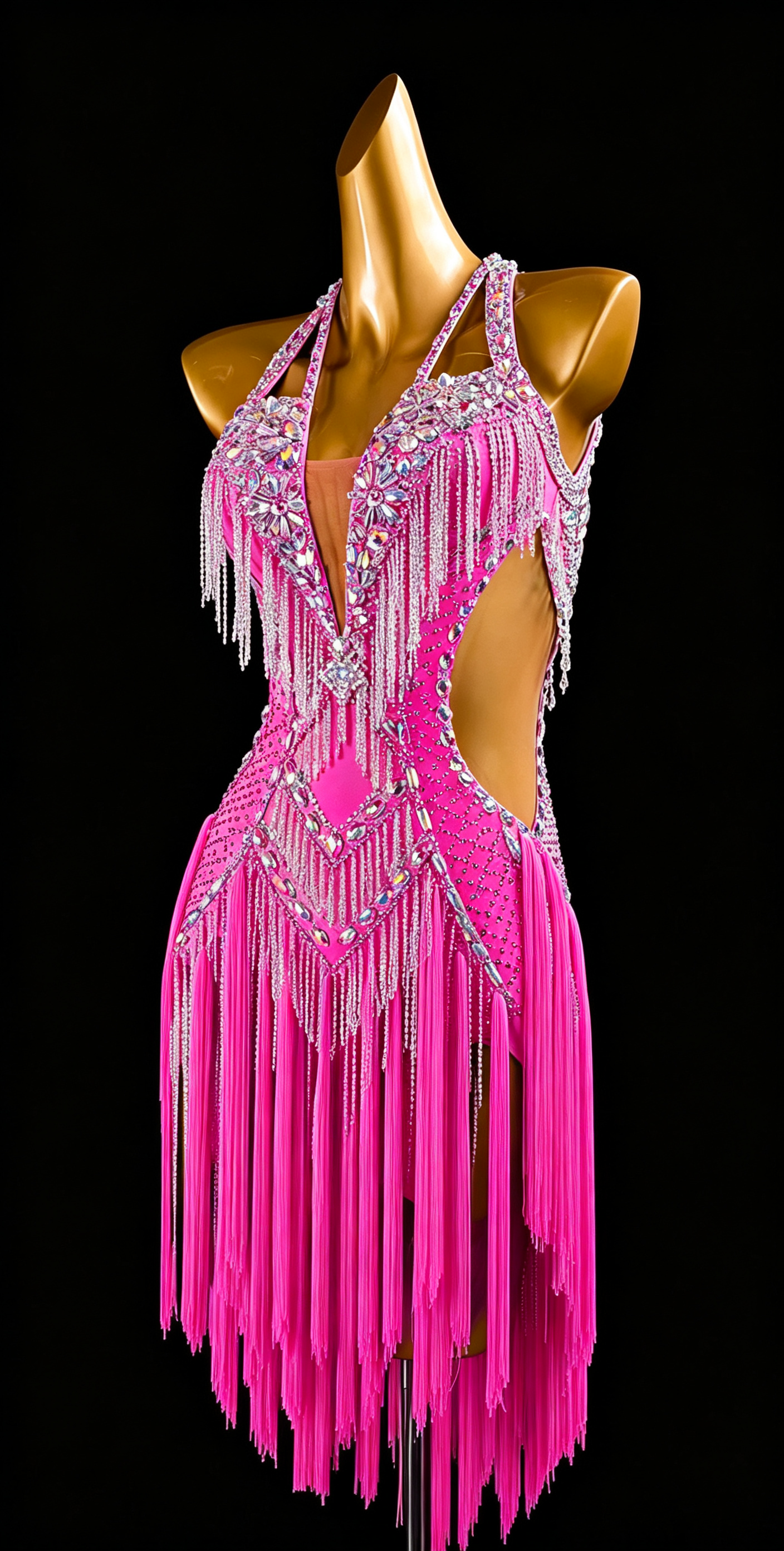 Crystalline Beaded&Fringe Latin Dress  Latin/Rhythm 