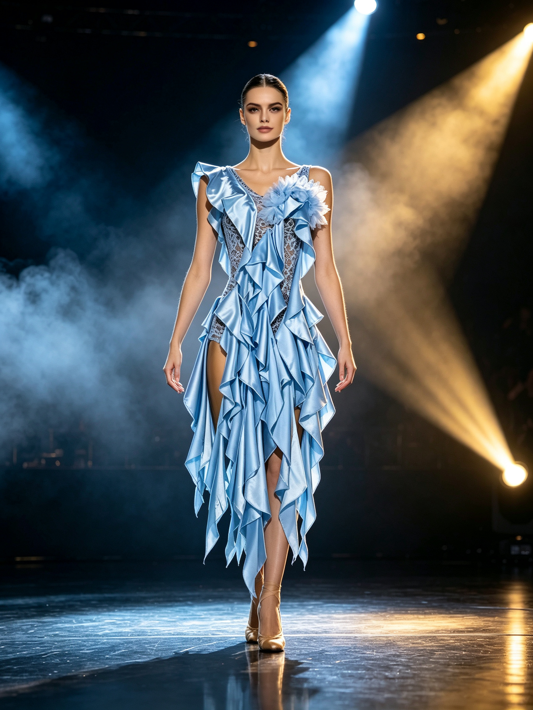 Crystalline Ruffled Lace  Smooth Dress Standard/Smooth 