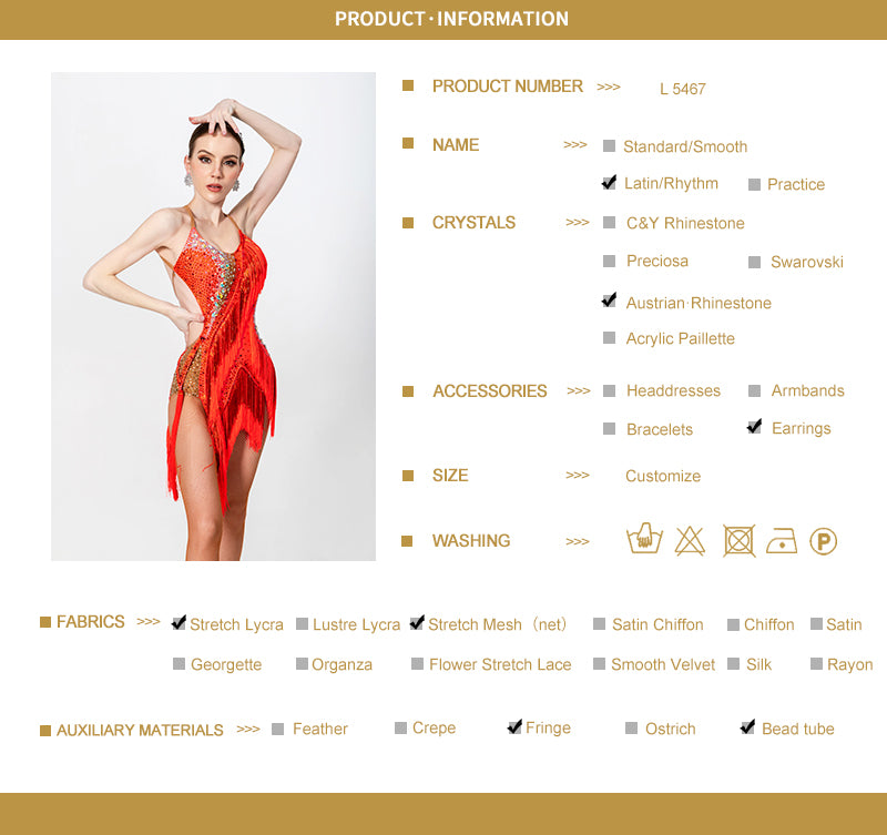 Beaded Fringe Crystallized Latin Dress Latin/Rhythm 