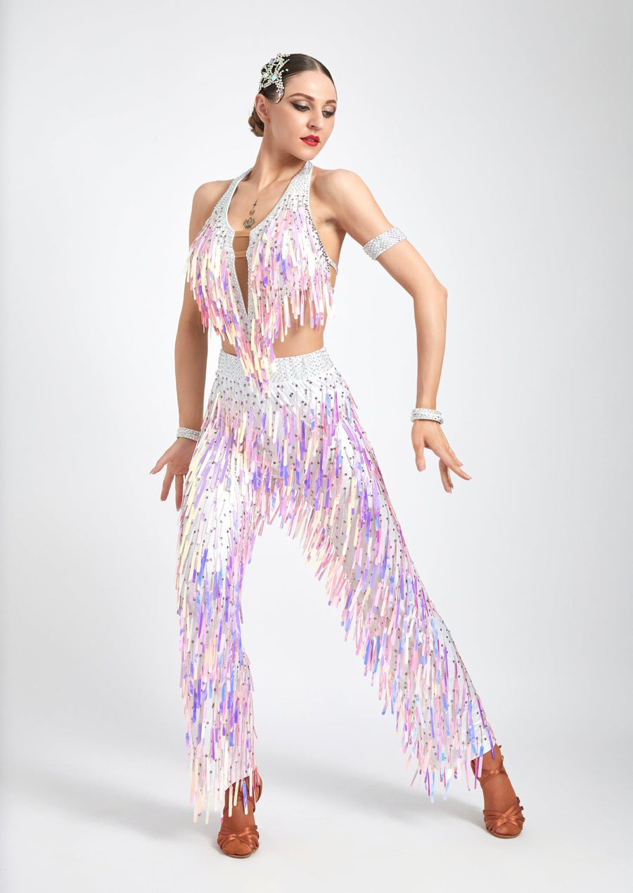 Acrylic Glitter Jumpsuit Latin Dress Latin/Rhythm # L5008 - Unika Dancewear