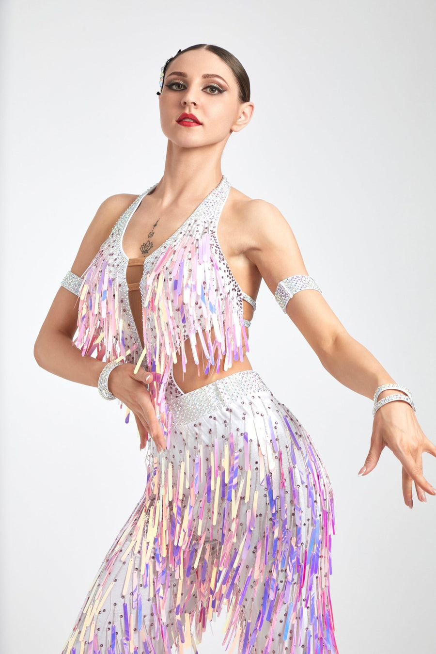 Acrylic Glitter Jumpsuit Latin Dress Latin/Rhythm # L5008 - Unika Dancewear