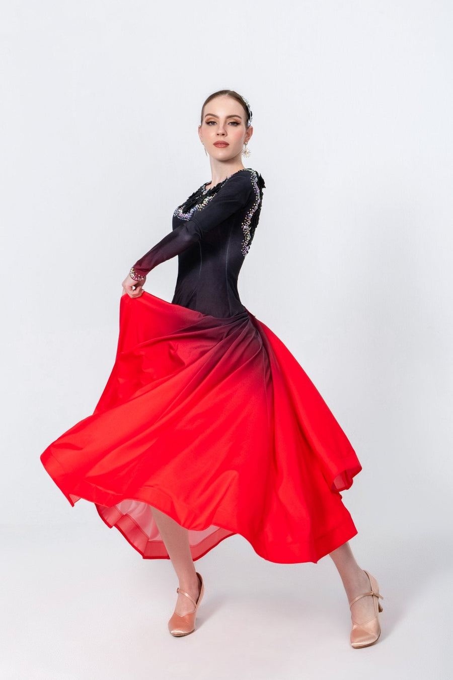 Contrast Color Crystallized Smooth Dress Standard/Smooth # M3712 - Unika Dancewear