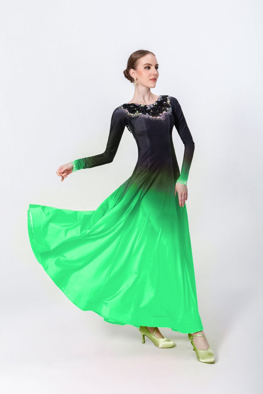 Contrast Color Crystallized Smooth Dress Standard/Smooth # M3712 - Unika Dancewear