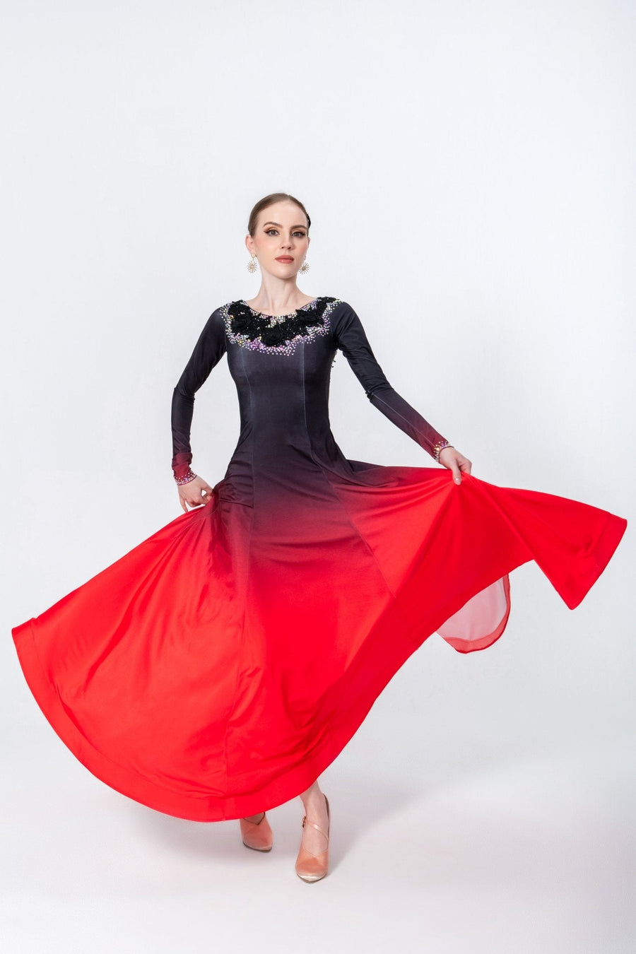 Contrast Color Crystallized Smooth Dress Standard/Smooth # M3712 - Unika Dancewear