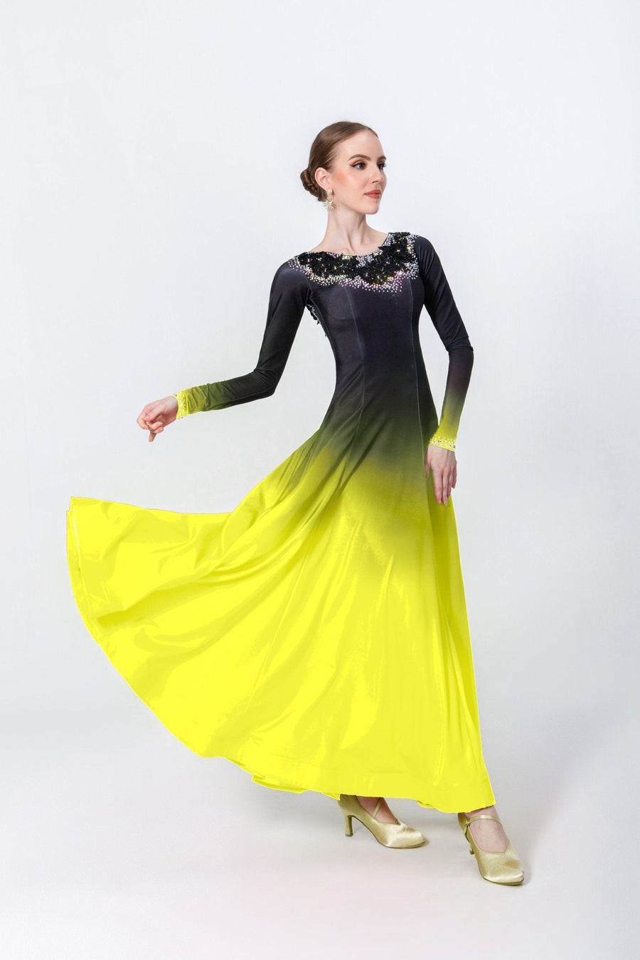 Contrast Color Crystallized Smooth Dress Standard/Smooth # M3712 - Unika Dancewear