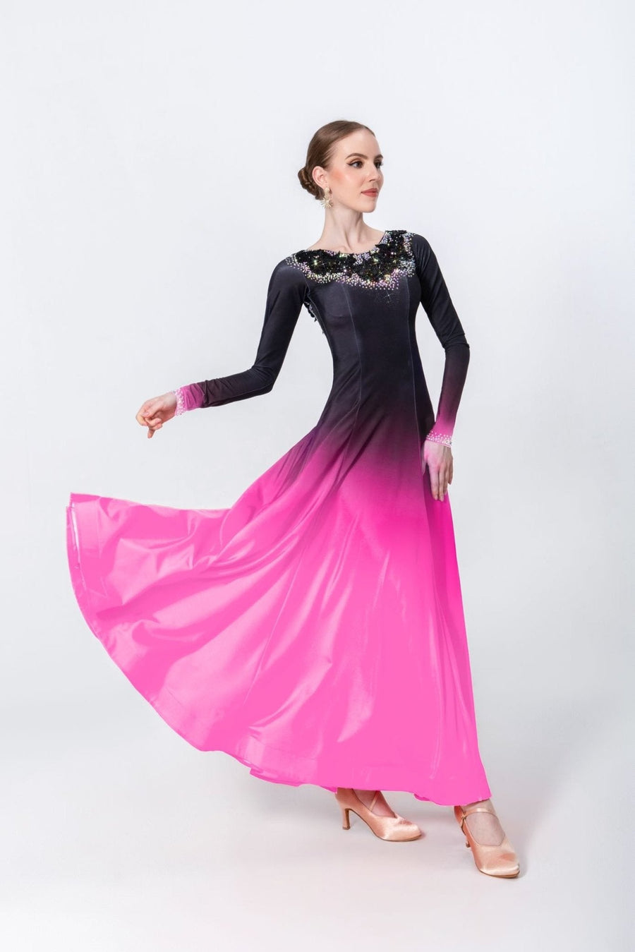 Contrast Color Crystallized Smooth Dress Standard/Smooth # M3712 - Unika Dancewear