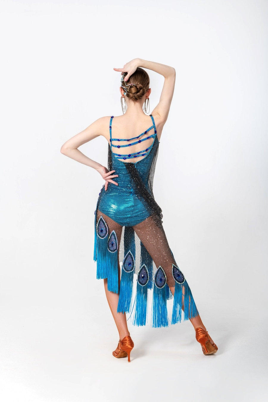 Crystal Peacock Latin Dress Latin/Rhythm # L5597 - Unika Dancewear