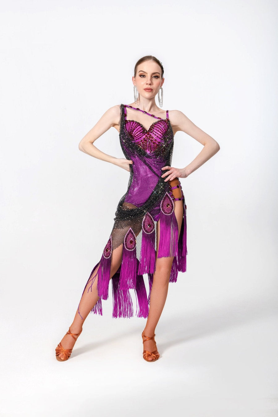 Crystal Peacock Latin Dress Latin/Rhythm # L5597 - Unika Dancewear