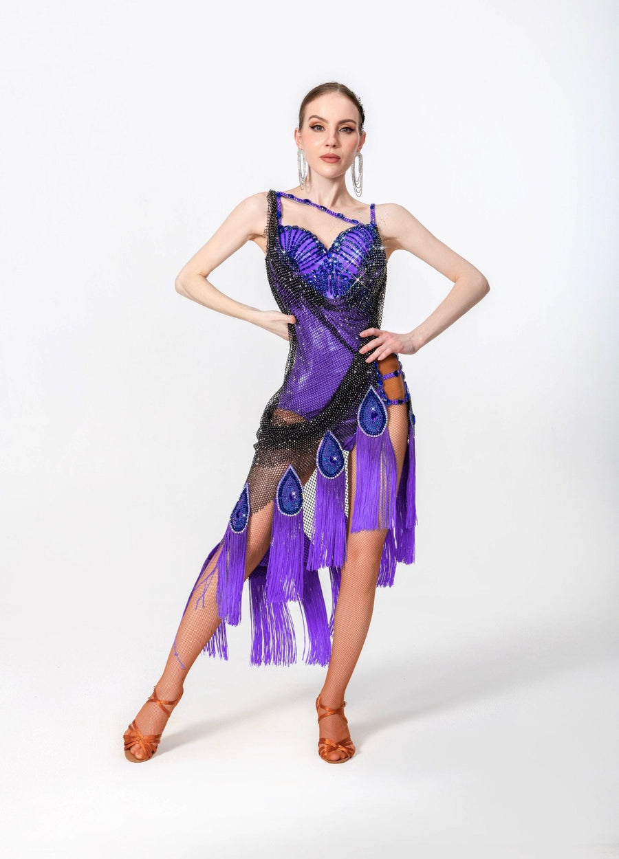 Crystal Peacock Latin Dress Latin/Rhythm # L5597 - Unika Dancewear