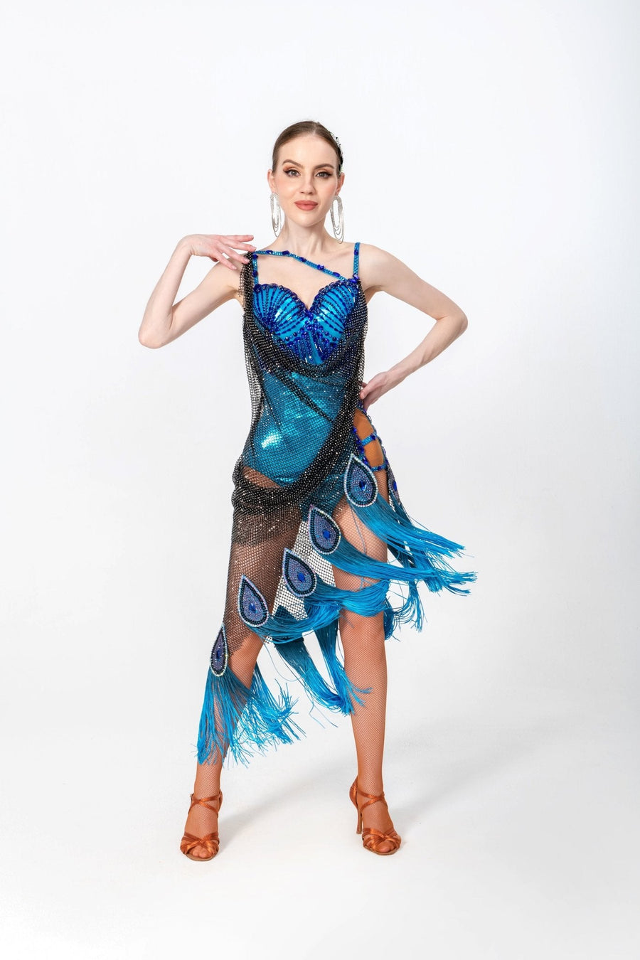 Crystal Peacock Latin Dress Latin/Rhythm # L5597 - Unika Dancewear