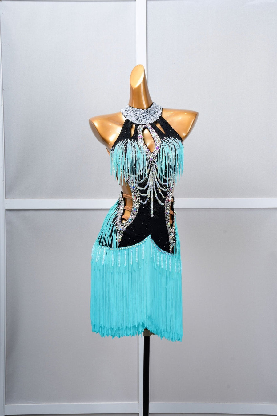 Crystalline Beaded Fringe Latin Dress Latin/Rhythm # L5046 - Unika Dancewear