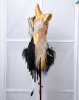 Crystalline Beaded Ostrich Feather Latin Dress Latin/Rhythm 