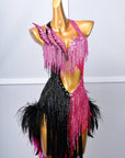 Crystalline Beaded Ostrich Feather Latin Dress Latin/Rhythm 