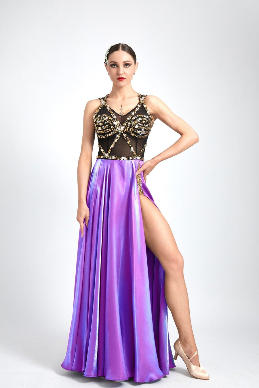 Crystalline Dazzle Satin Chiffon Smooth Dress Standard/Smooth # M - S 3988 - Unika Dancewear