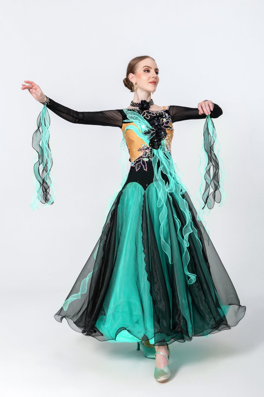 Crystalline Flower Crepes Ballroom Standard Dress Standard/Smooth # M4717 - Unika Dancewear