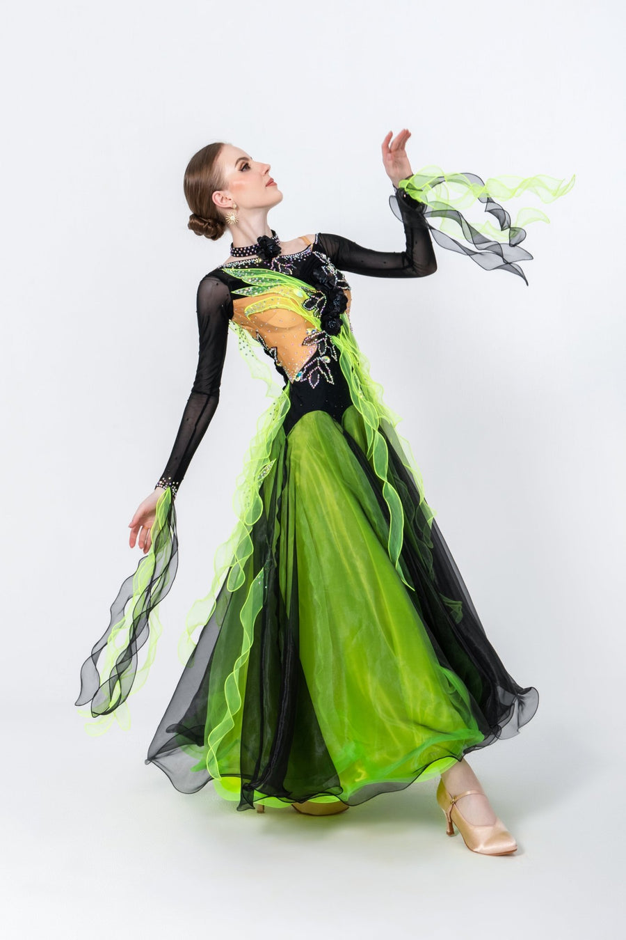 Crystalline Flower Crepes Ballroom Standard Dress Standard/Smooth # M4717 - Unika Dancewear