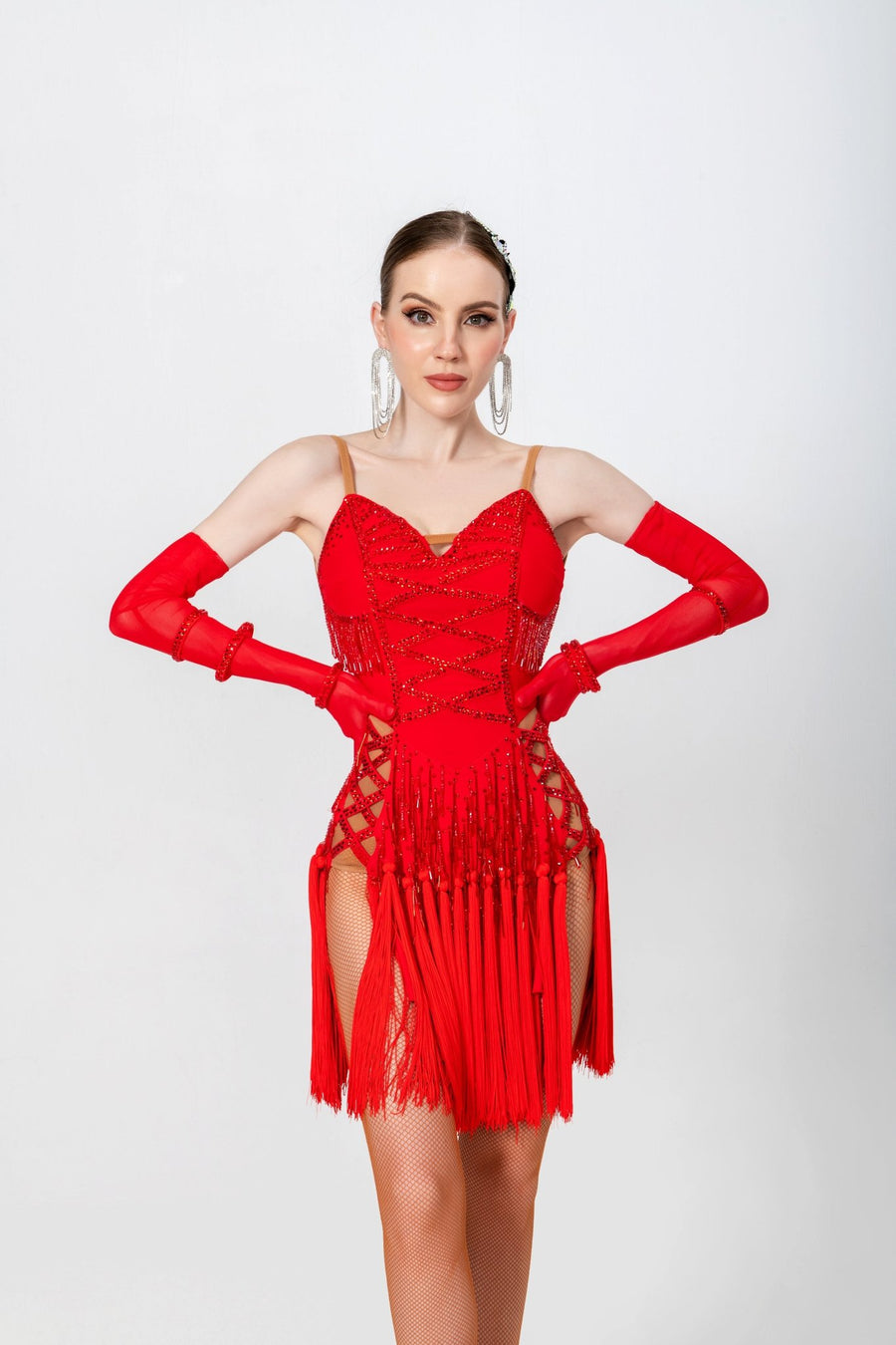 Crystalline Fringe Latin Dress Latin/Rhythm # L5003 - Unika Dancewear