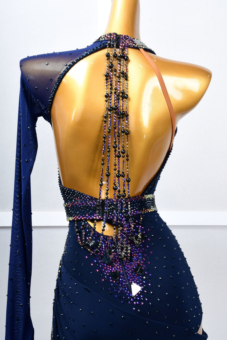 Crystalline One - shoulder beaded Latin Dress Latin/Rhythm # L5063 - Unika Dancewear