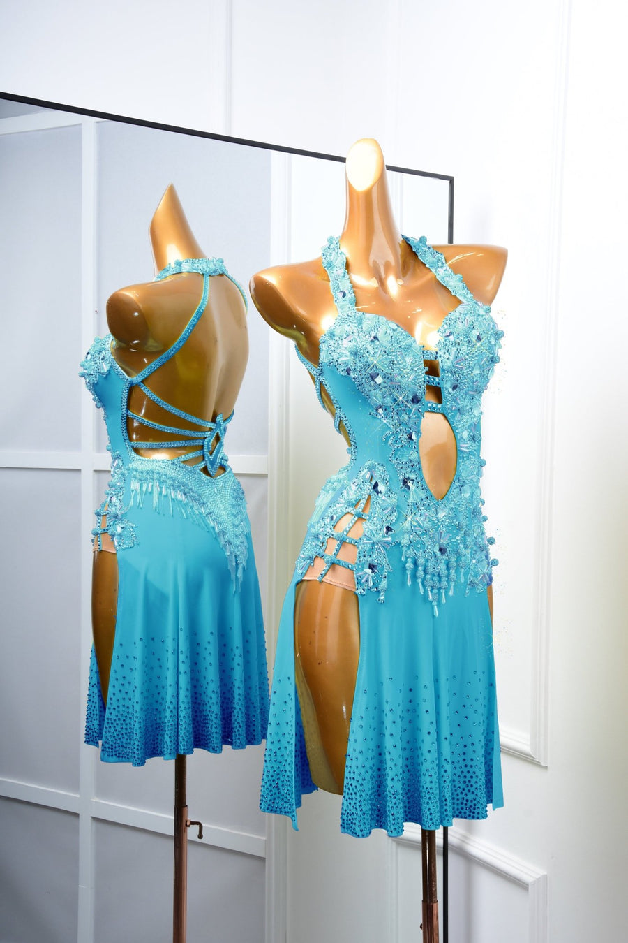 Crystalline sleeveless Latin Dress Latin/Rhythm # L5051 - Unika Dancewear