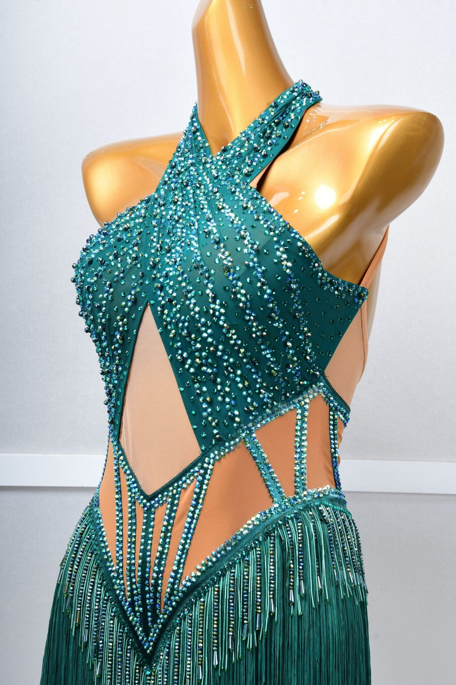 Crystallized Beads Fringe Latin Dress Latin/Rhythm # 5061 - Unika Dancewear