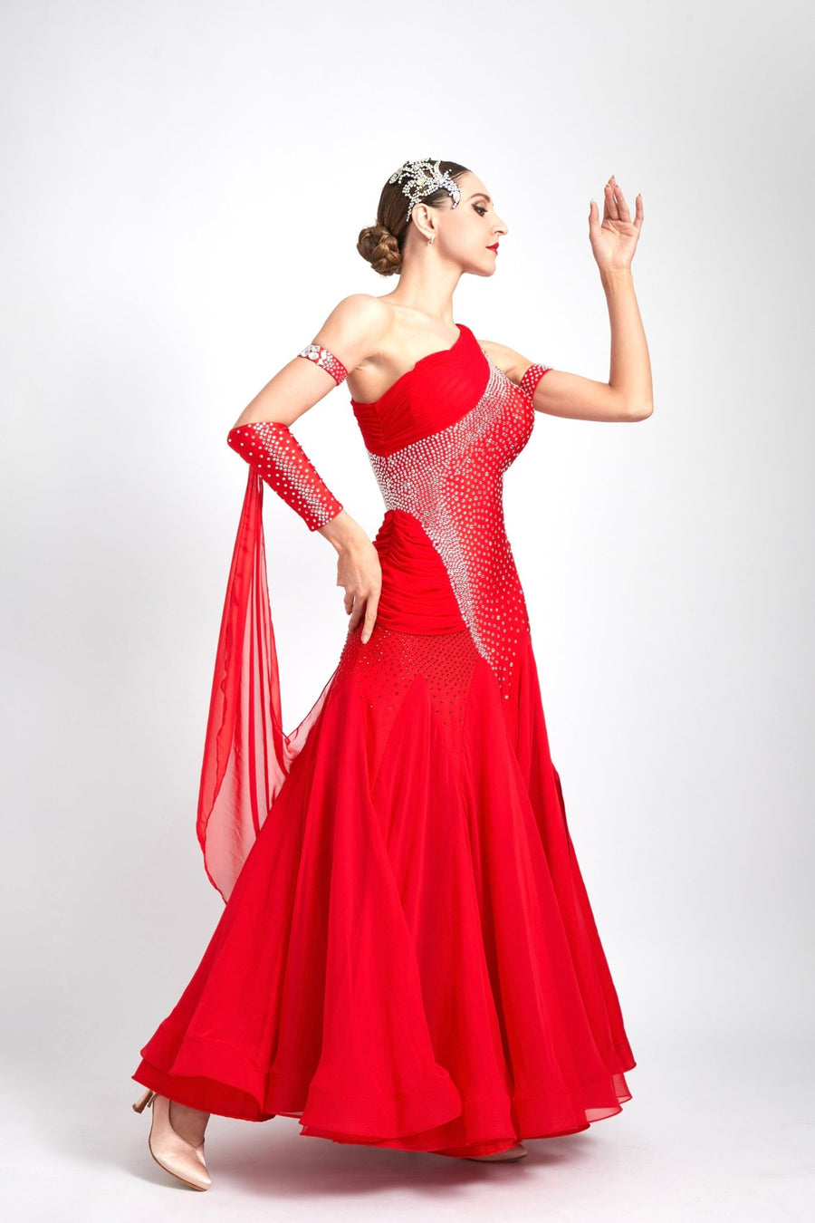 Glittering One Shoulder Smooth Dress Standard/Smooth # M - S3985 - Unika Dancewear