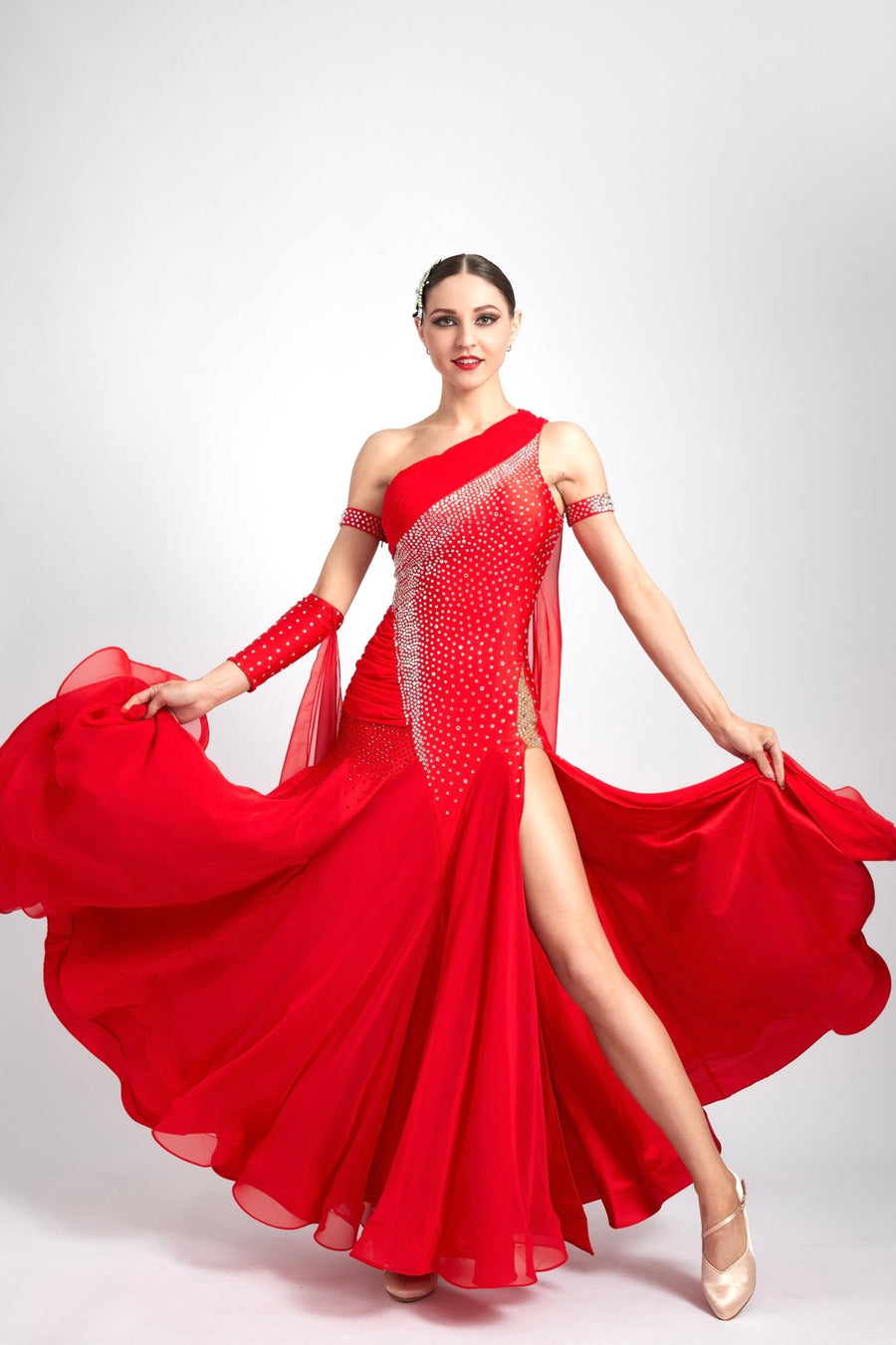 Glittering One Shoulder Smooth Dress Standard/Smooth # M - S3985 - Unika Dancewear