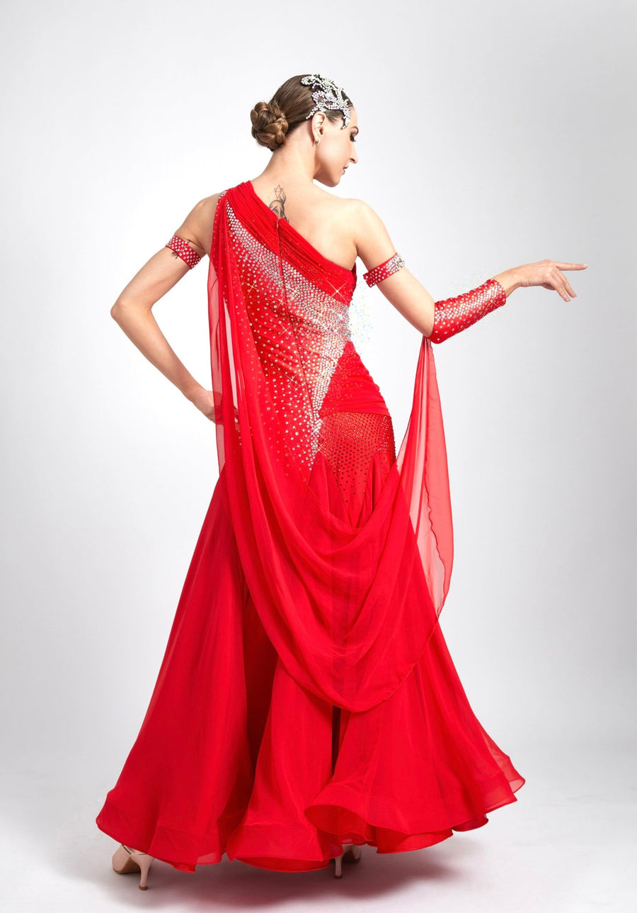 Glittering One Shoulder Smooth Dress Standard/Smooth # M - S3985 - Unika Dancewear