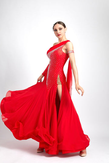 Glittering One Shoulder Smooth Dress Standard/Smooth # M - S3985 - Unika Dancewear