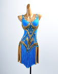 Golden Line Crystallized Fringe Latin Dress Latin/Rhythm 