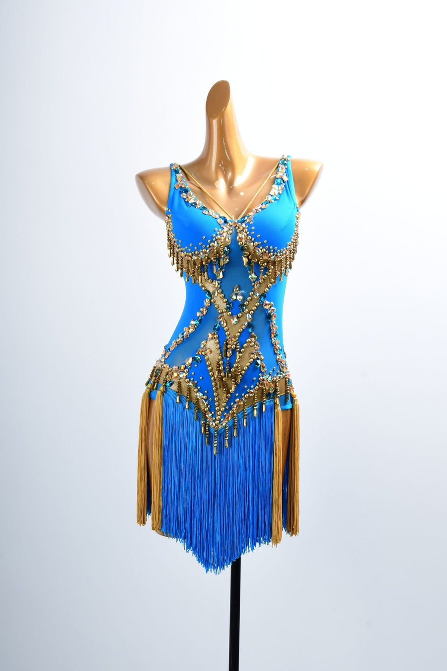 Golden Line Crystallized Fringe Latin Dress Latin/Rhythm # L5064 - Unika Dancewear