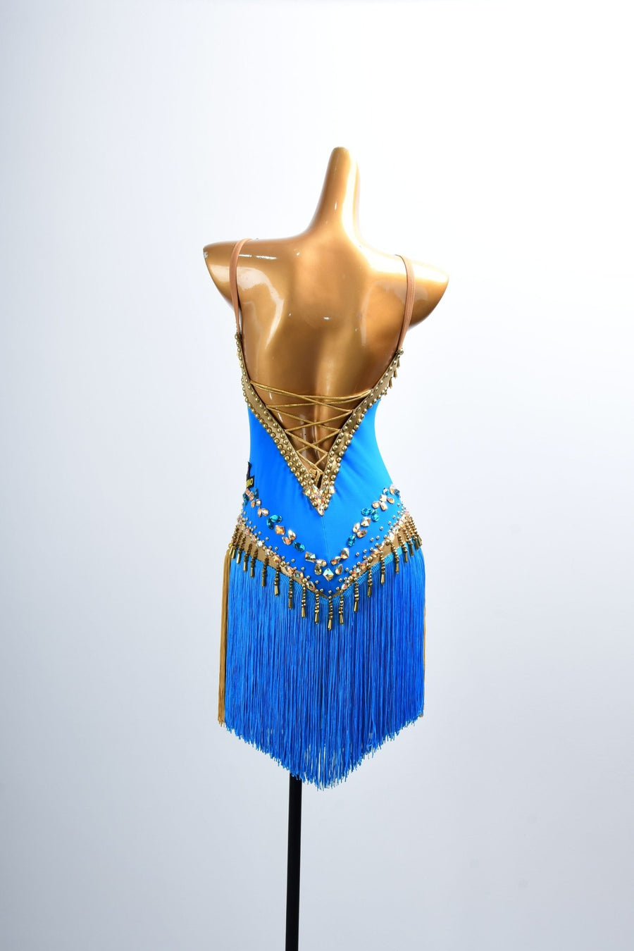 Golden Line Crystallized Fringe Latin Dress Latin/Rhythm # L5064 - Unika Dancewear