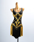 Golden Line Crystallized Fringe Latin Dress Latin/Rhythm 