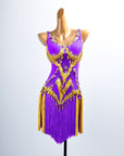 Golden Line Crystallized Fringe Latin Dress Latin/Rhythm 