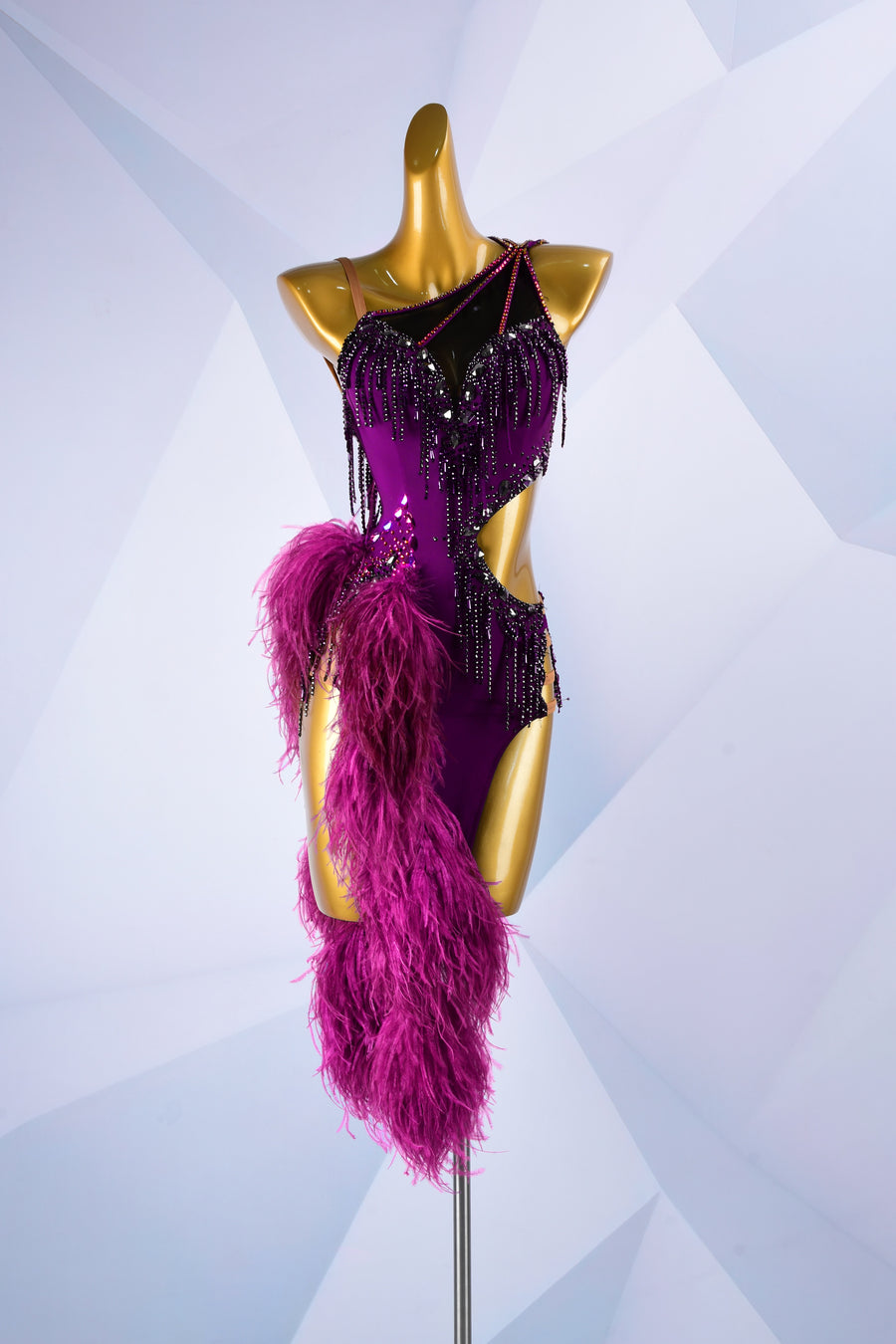 Beaded & Ostrich Feather Latin  Dress Latin/Rhythm  # L6001