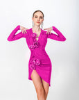 Long Sleeve Chrisanne Lycra with Austrian Rhinestone Latin Dress Latin/Rhythm 