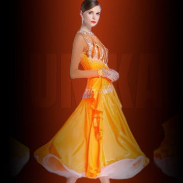 Long Sleeves Flame Crystal Ballroom Standard Dress Standard/Smooth # M5955 - Unika Dancewear