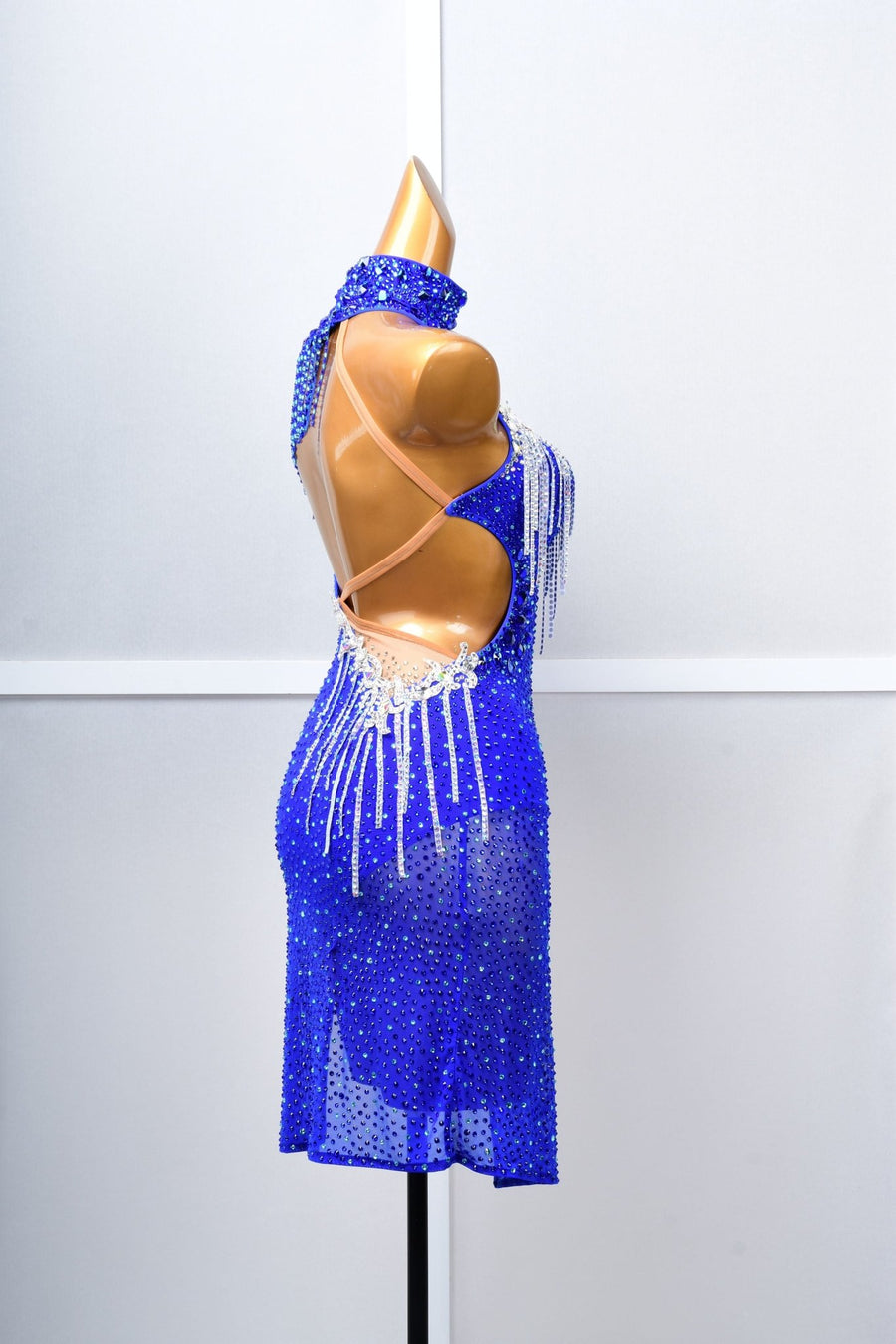 One - sleeve Beaded Crystalline Latin Dress Latin/Rhythm # L5059 - Unika Dancewear