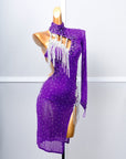 One - sleeve Beaded Crystalline Latin Dress Latin/Rhythm 