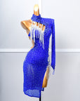 One - sleeve Beaded Crystalline Latin Dress Latin/Rhythm 