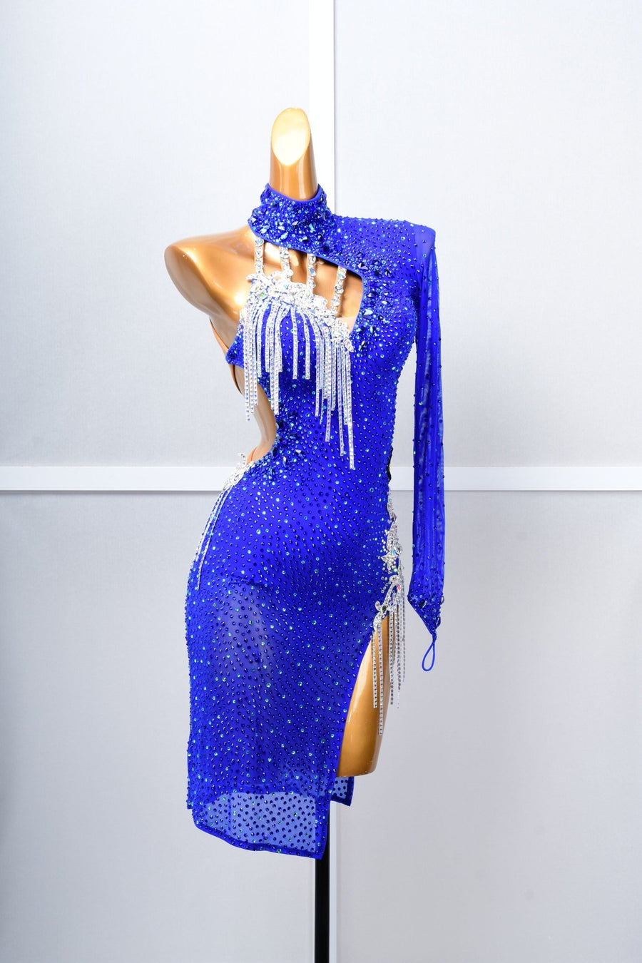 One - sleeve Beaded Crystalline Latin Dress Latin/Rhythm # L5059 - Unika Dancewear