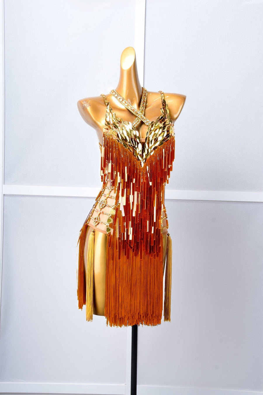 Paillette and Fringe Crystallized Latin Dress Latin/Rhythm #L6002 - Unika Dancewear