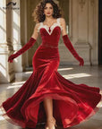 Stretch Velvet Dance Gown with White Ruffle Trim  Standard/Smooth 