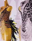 Crystalline Leopard Print Latin Feather Dress Latin/Rhythm 