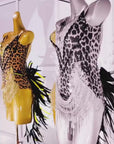 Crystalline Leopard Print Latin Feather Dress Latin/Rhythm 